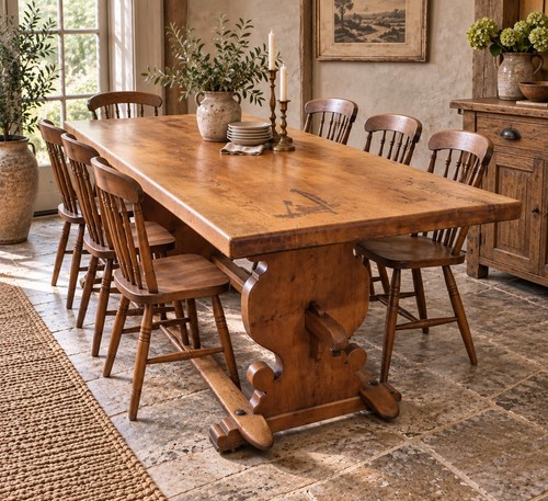 Antique rustic oak refectory - oak,