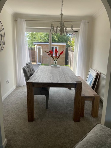 Solid oak dining table - table, &